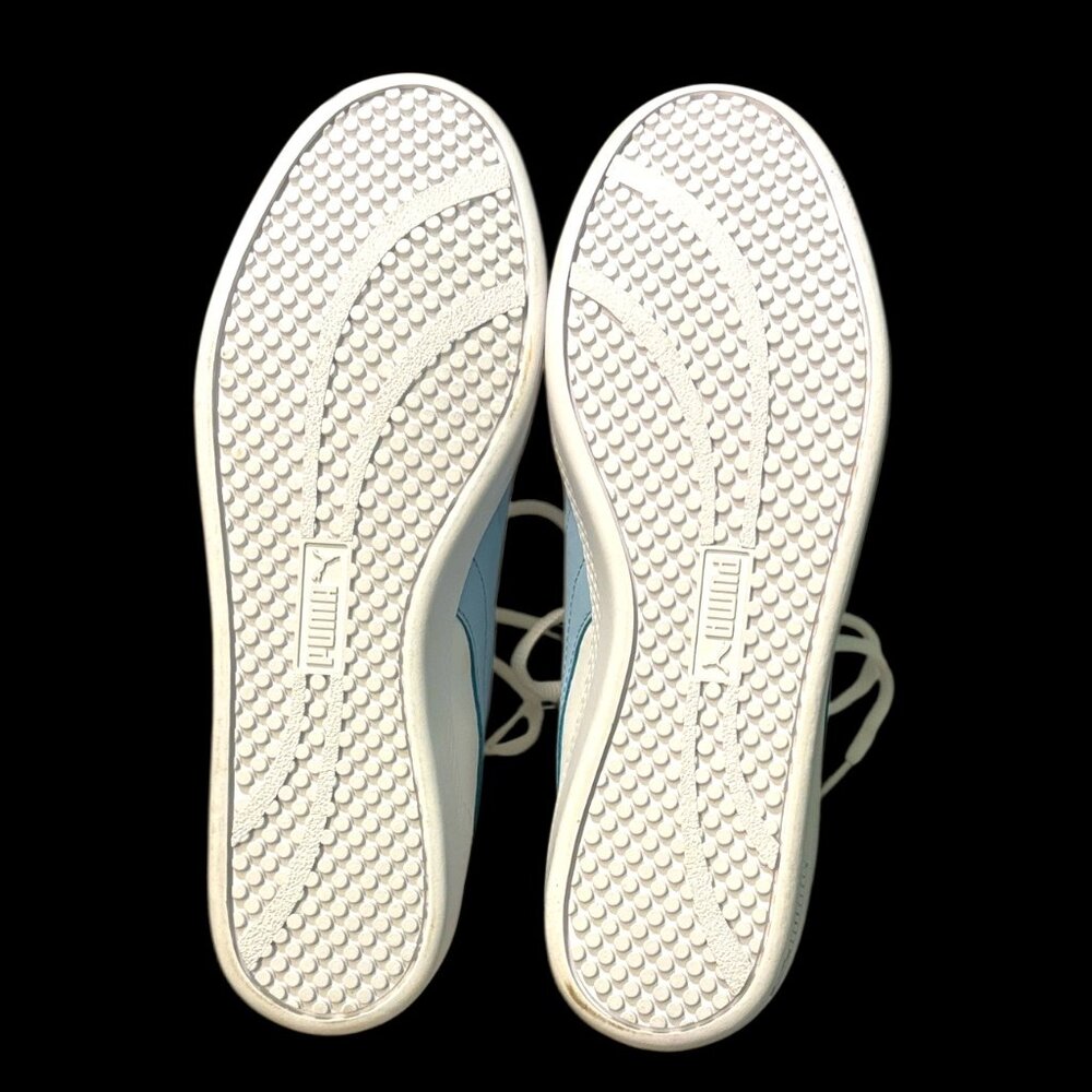 NWOT-PUMA Women's Vikky v3 Leather White and Light Blue Sneakers - Picture 11 of 15